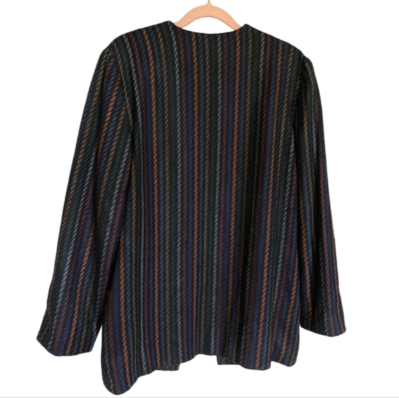 Vintage Blazer - Wool Blend Striped One Button Blazer Jacket Size Medium - Picture 9 of 12